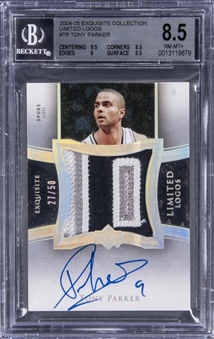 2004-05 UD "Exquisite Collection" Limited Logos #TP Tony Parker Signed Game Used Patch Card (#27/50) – BGS NM-MT+ 8.5/BGS 10